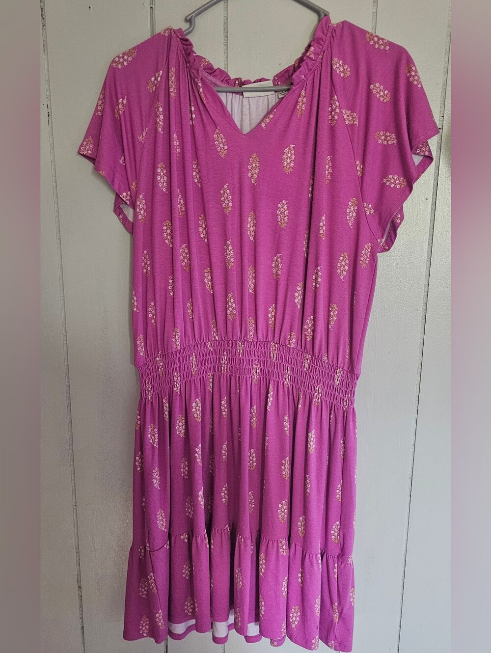 Wonderly Pink Floral Smocked-Waist Ruffled Mini Dress